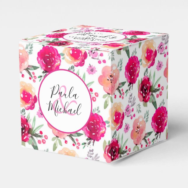 Watercolor Floral Wedding Thank You Favour Box (Front Side)