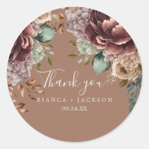 Watercolor floral Wedding Thankyou Favor Classic R Round Sticker