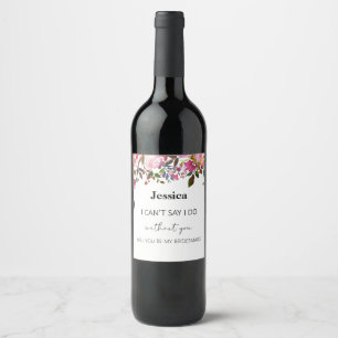 Watercolor Floral Wedding Wine Label