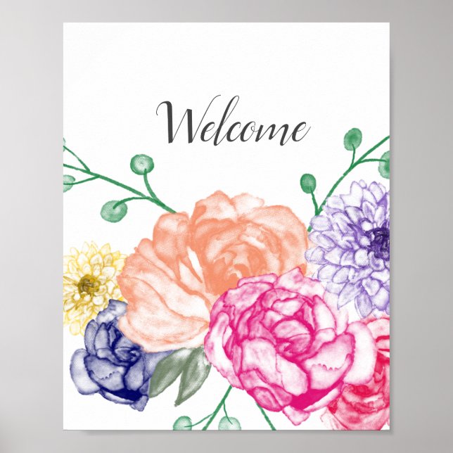 Watercolor Floral Welcome Sign (Front)