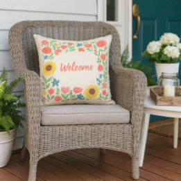 Watercolor Floral Welcome to our Home  Cushion