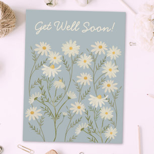 Watercolor Floral White Daisy Flower Market Postcard