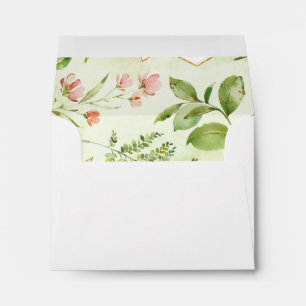 Watercolor Floral Wild Green Foliage Wedding RSVP Envelope