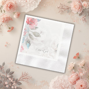 watercolor floral wildflower rose peony wedding n napkin