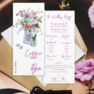 Watercolor Floral Wildflower Wedding Party Program