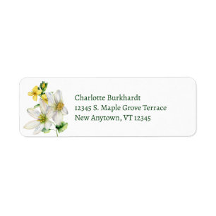 Watercolor Floral Wildflower White Yellow Return Address Label