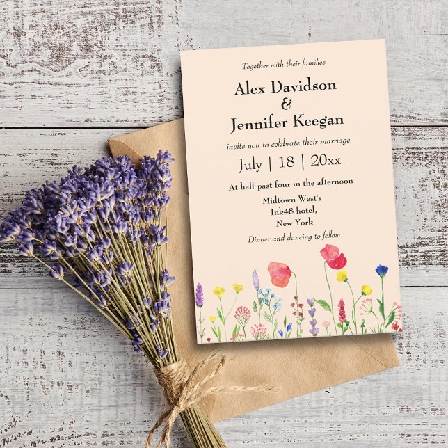  watercolor floral wildflowers botanical wedding  invitation (Creator Uploaded)