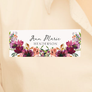 Watercolor Floral Wildflowers  Name Tag