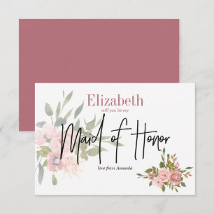 Watercolor Floral Will You Be My Maid of Honour Invitation