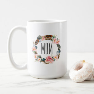 Watercolor Floral with Feathers   Mother's Day Coffee Mug