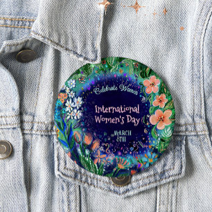 Watercolor Floral Women's Day Button