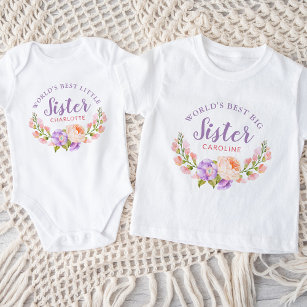Watercolor Floral World's Best Big Sister Baby T-Shirt