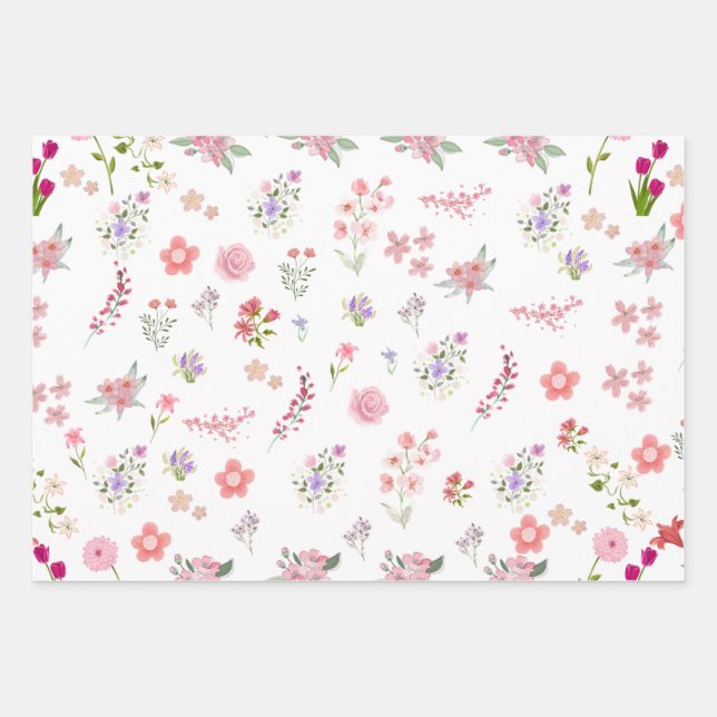 Watercolor floral  wrapping paper sheet (Front)