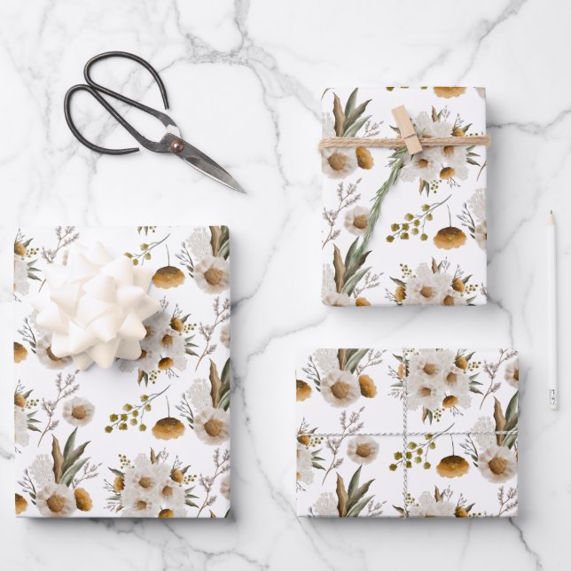 Watercolor Floral Wrapping Paper Sheets (Front)