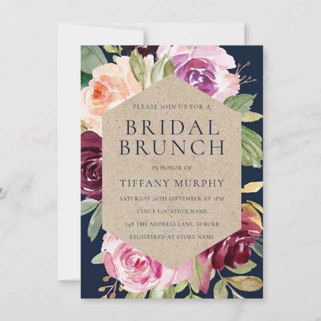 Watercolor Floral Wreath Baby Bridal Shower Brunch Invitation (Front)