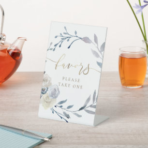 watercolor floral wreath favours pedestal sign