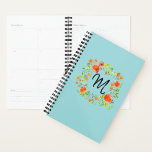 Watercolor Floral Wreath Monogram Planner