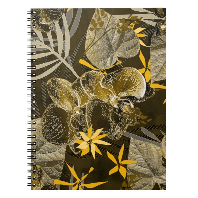 Watercolor floral yellow-brown pattern.  notebook (Front)