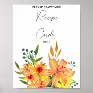 Watercolor floral Your recipe card here Poster