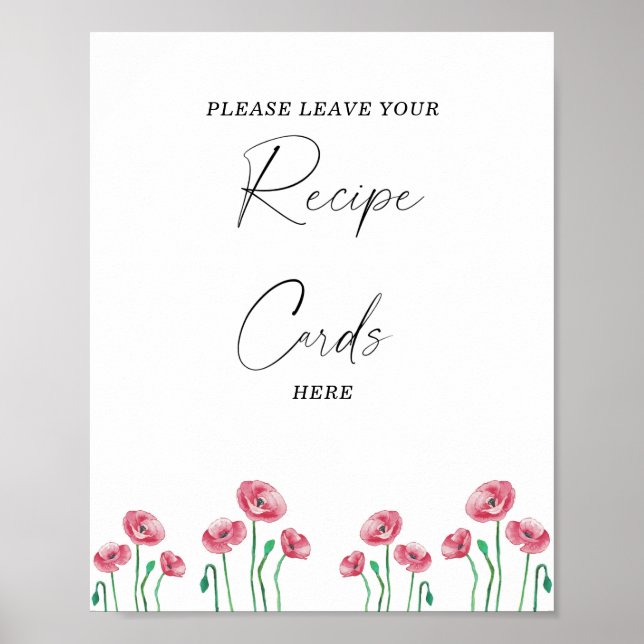 Watercolor floral Your recipe card here Poster (Front)