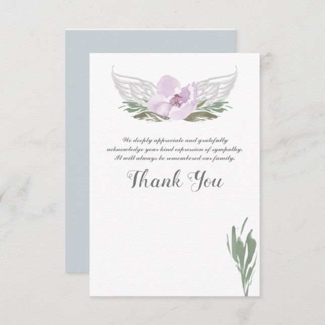 Watercolor Florals Angel Wings Thank You Invitation (Front/Back)