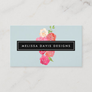 Watercolor Florals Beauty and Design Pale Blue Business Card