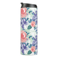 Watercolor florals Green Pink Purple Hydrangeas
