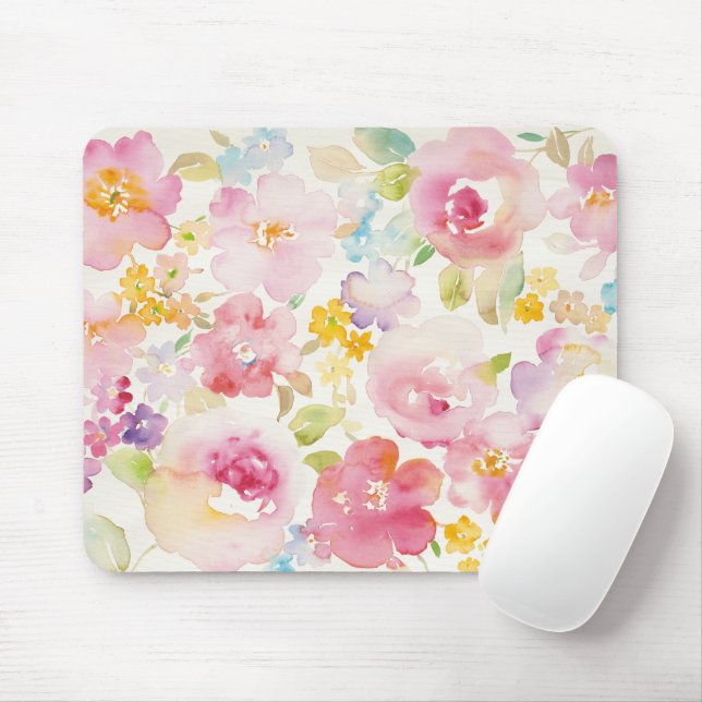 Watercolor Florals Mouse Pad (With Mouse)