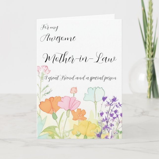 Watercolor Florals on Mother's Day Holiday Card (Front)