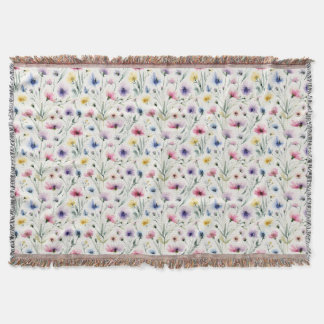 Watercolor Florals Throw Blanket