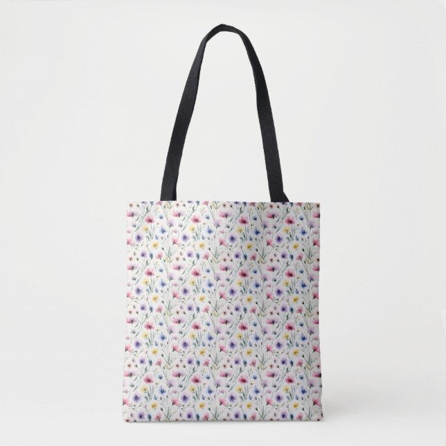 Watercolor Florals Tote Bag (Front)
