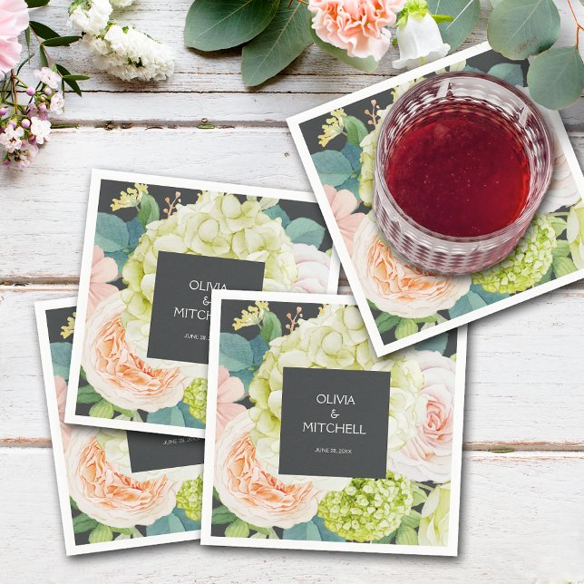 Watercolor Florals Wedding Napkins (Watercolor Florals Wedding Napkins)