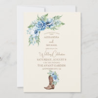 Watercolor Florals Western Cowboy Boots Wedding