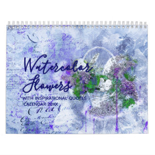 Watercolor Florals with Motivation Quotes Calendar