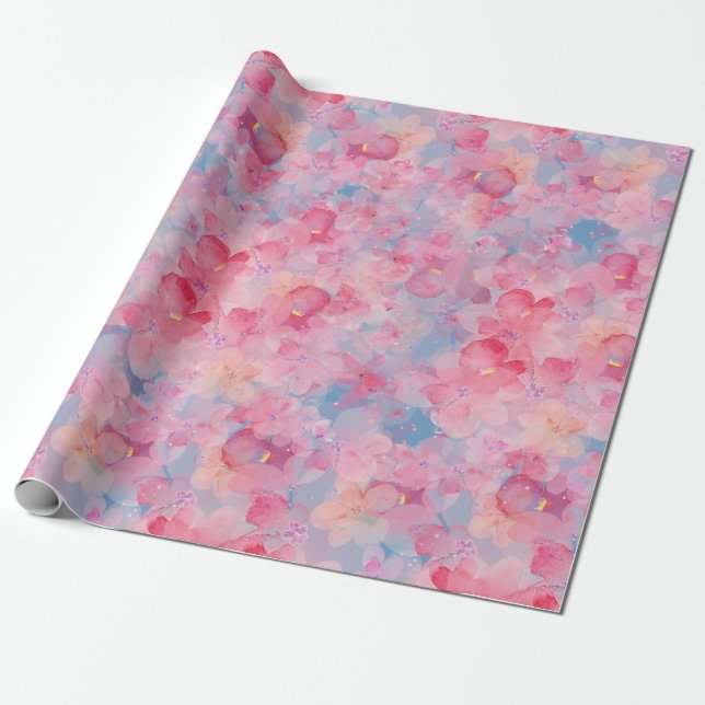 Watercolor Florals Wrapping Paper (Unrolled)