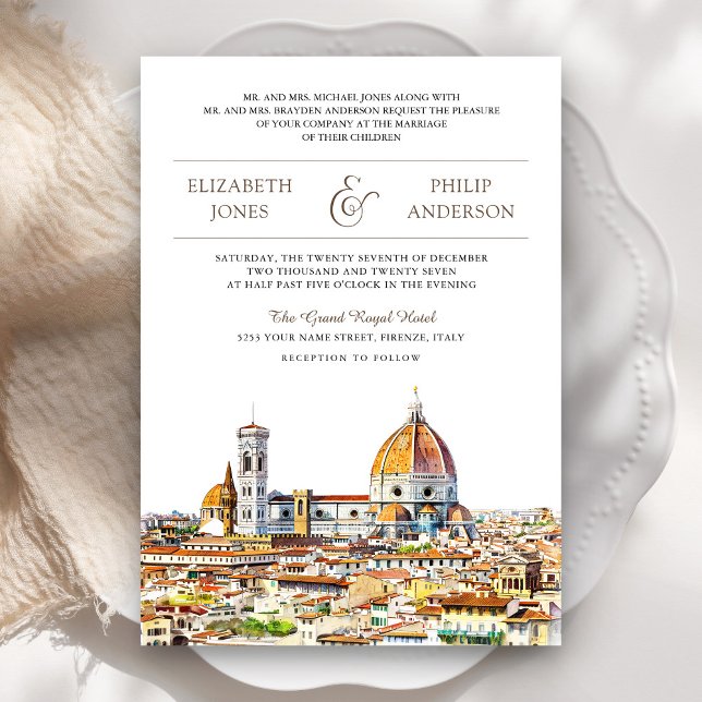 Watercolor Florence Italy All in One Wedding Invitation (Creator Uploaded)