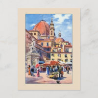 Watercolor Florence Piazza San Lorenzo