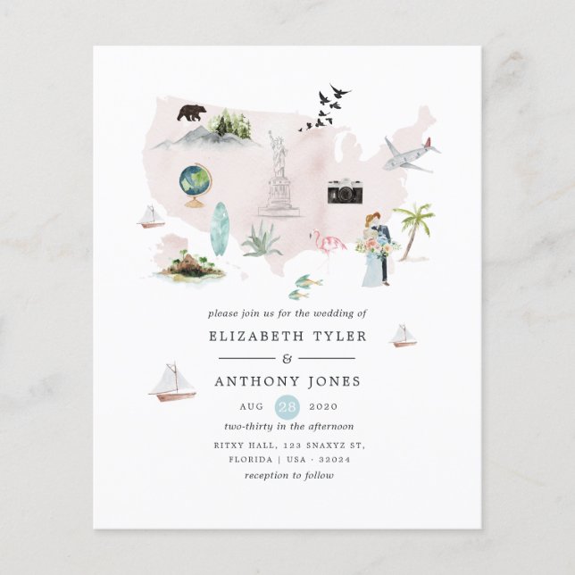 Watercolor Florida USA Destination Wedding Flyer (Front)