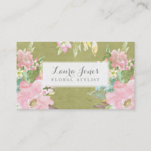 Watercolor Florist Stylist Business Cards