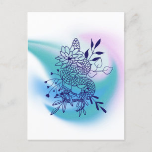 Watercolor Flower and Snake Postcard