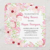 Watercolor Flower Baby Shower Invitation Anemone
