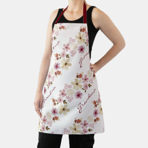 Watercolor Flower Botanical Burgundy Mother's Day Apron