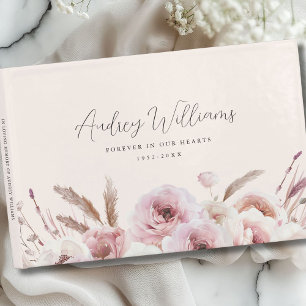 Watercolor, Flower Bouquet, Beige Guest Book