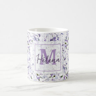 Watercolor flower bouquet of hydrangeas. coffee mu mug