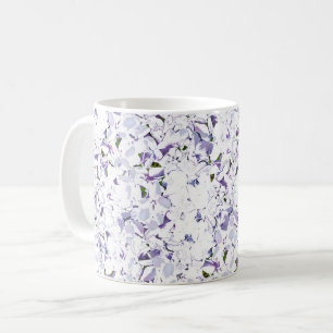 Watercolor flower bouquet of hydrangeas. coffee mug