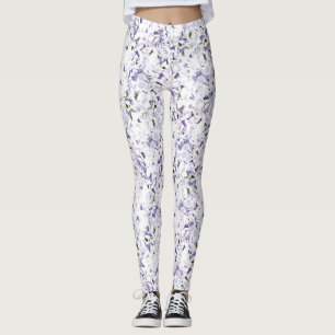 Watercolor flower bouquet of hydrangeas. leggings