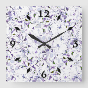 Watercolor flower bouquet of hydrangeas.  square wall clock