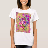 Watercolor Flower Bouquet on Raspberry Pink