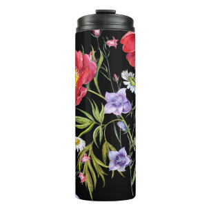 Watercolor Flower Bouquet: Seamless Pattern Thermal Tumbler