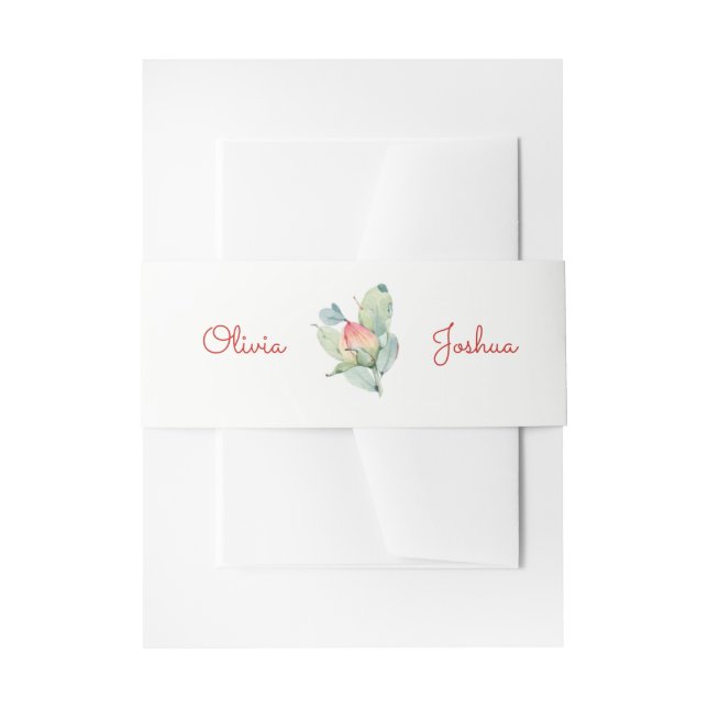 Watercolor Flower Bud Belly Bands Invitation Belly Band (Front Example)